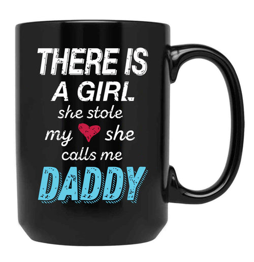 A Girl She Stole My Heart Daughter Black Coffee Mug - Black