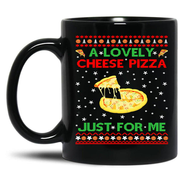 A Lovely Cheese Pizza Shirt Funny Kevin X Mas Black Coffee Mug, Gift Coffee Mug - Black