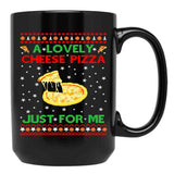 A Lovely Cheese Pizza Shirt Funny Kevin X Mas Black Coffee Mug, Gift Coffee Mug