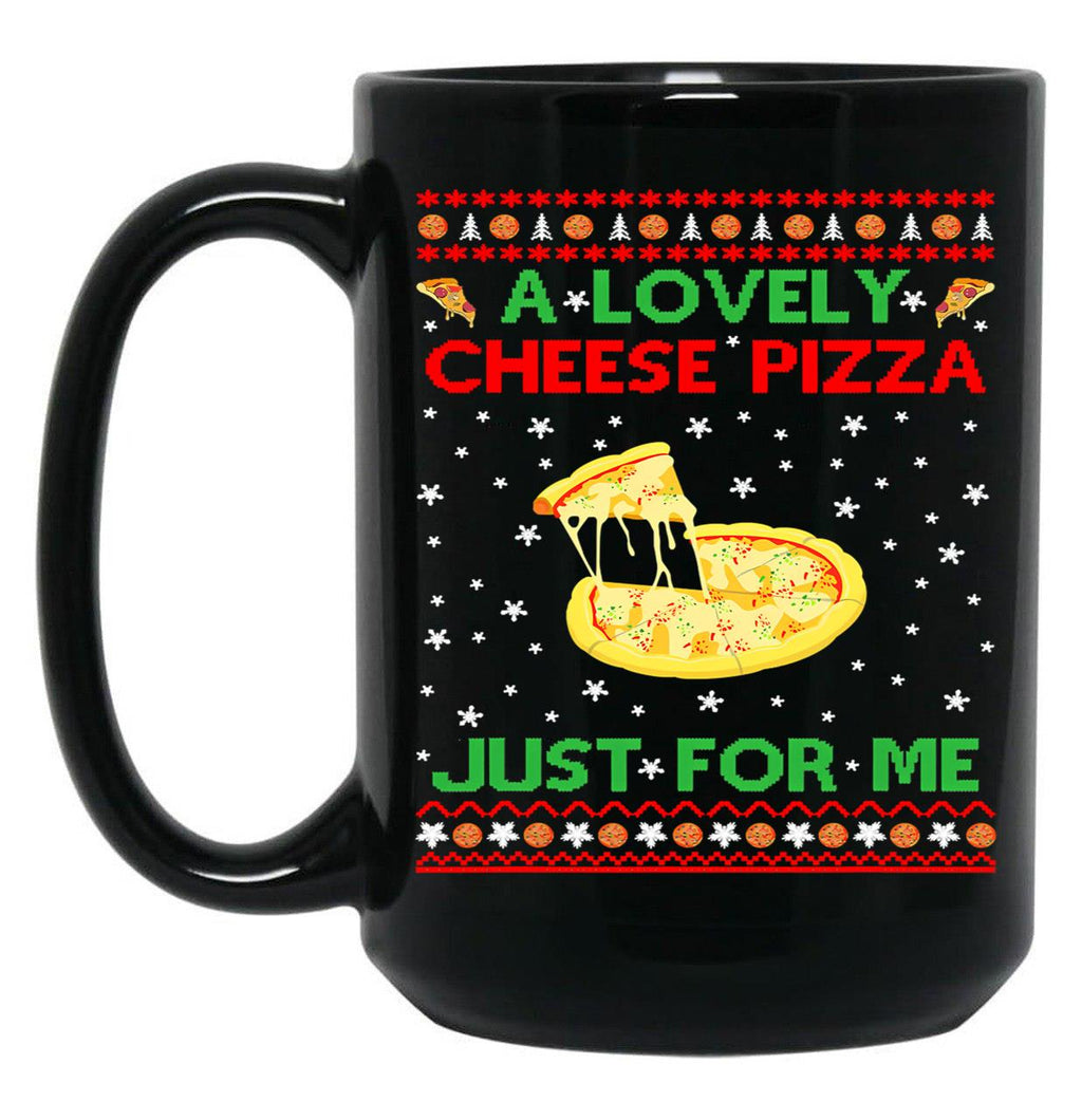 A Lovely Cheese Pizza Shirt Funny Kevin X Mas Black Coffee Mug, Gift Coffee Mug