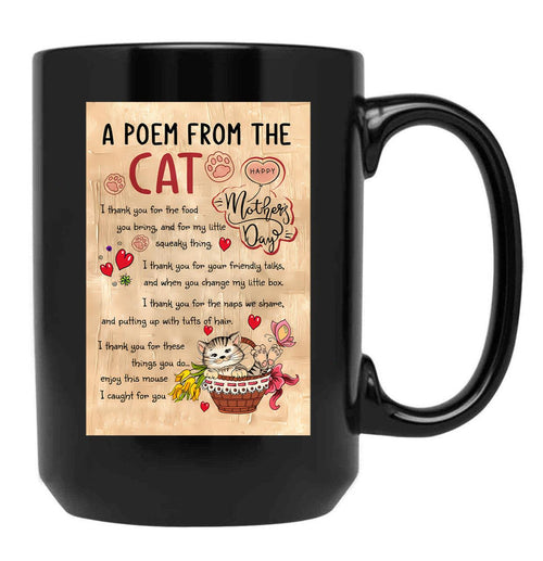 A Poem From The Cat Mother'S Day Cat Lover Black Coffee Mug - Black