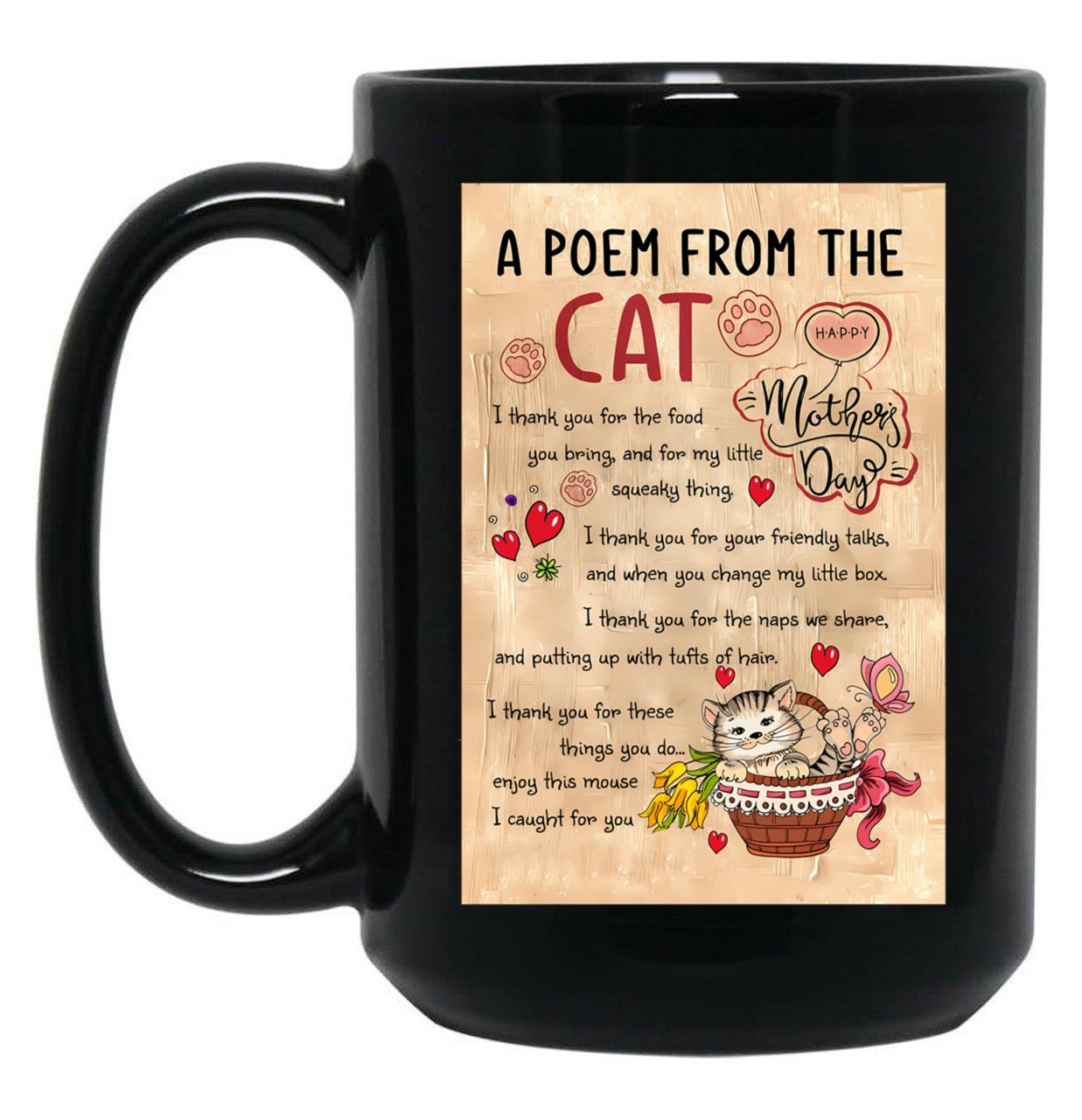 A Poem From The Cat Mother'S Day Cat Lover Black Coffee Mug