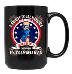 A Salute To All Nations But Mostly America Fireworks Extravaganza Black Coffee Mug, Gift Coffee Mug