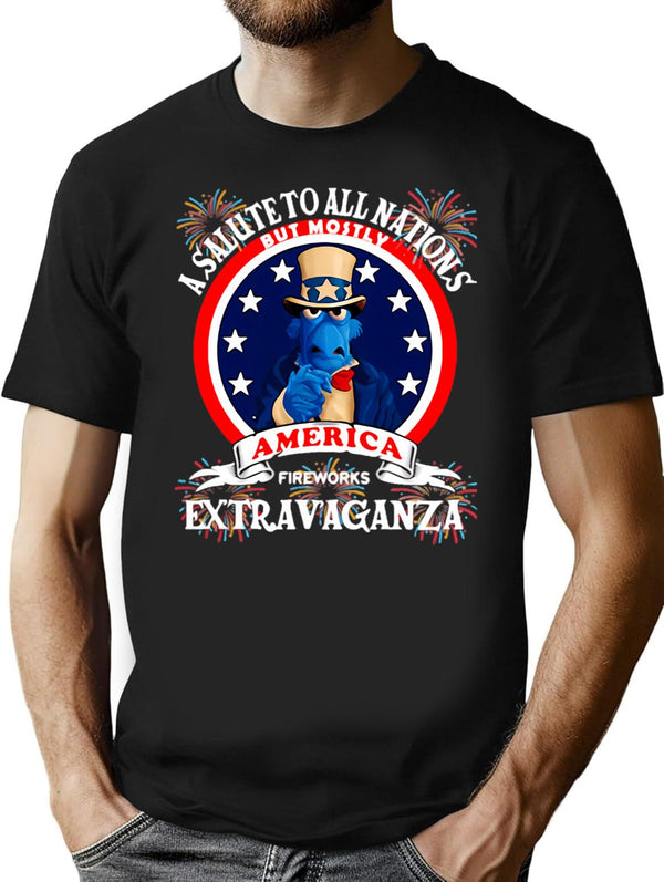 A Salute To All Nations But Mostly America Fireworks Extravaganza Premium Heavyweight Cotton T-Shirt - Black