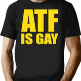 ATF is Gay Funny Premium Heavyweight Cotton T-Shirt - Black
