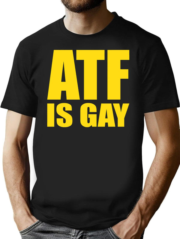 ATF is Gay Funny Premium Heavyweight Cotton T-Shirt - Black