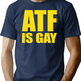 ATF is Gay Funny Premium Heavyweight Cotton T-Shirt - Navy