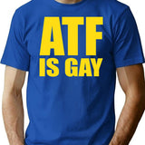 ATF is Gay Funny Premium Heavyweight Cotton T-Shirt - Blue