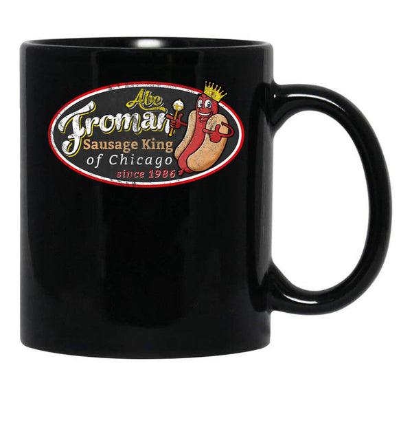 Abe Froman Sausage King Worn Oval Black Coffee Mug, Gift Coffee Mug - Black