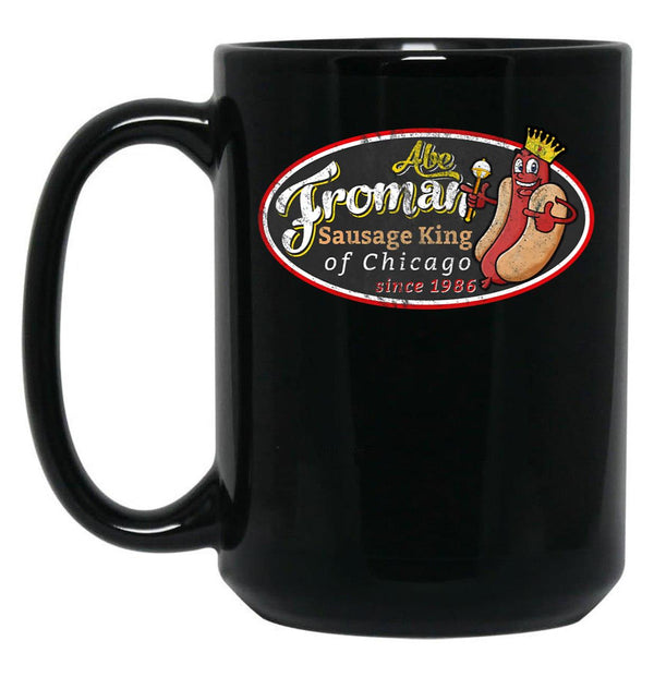Abe Froman Sausage King Worn Oval Black Coffee Mug, Gift Coffee Mug - Black