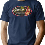 Abe Froman Sausage King Worn Oval Premium Heavyweight Cotton T-Shirt - Navy
