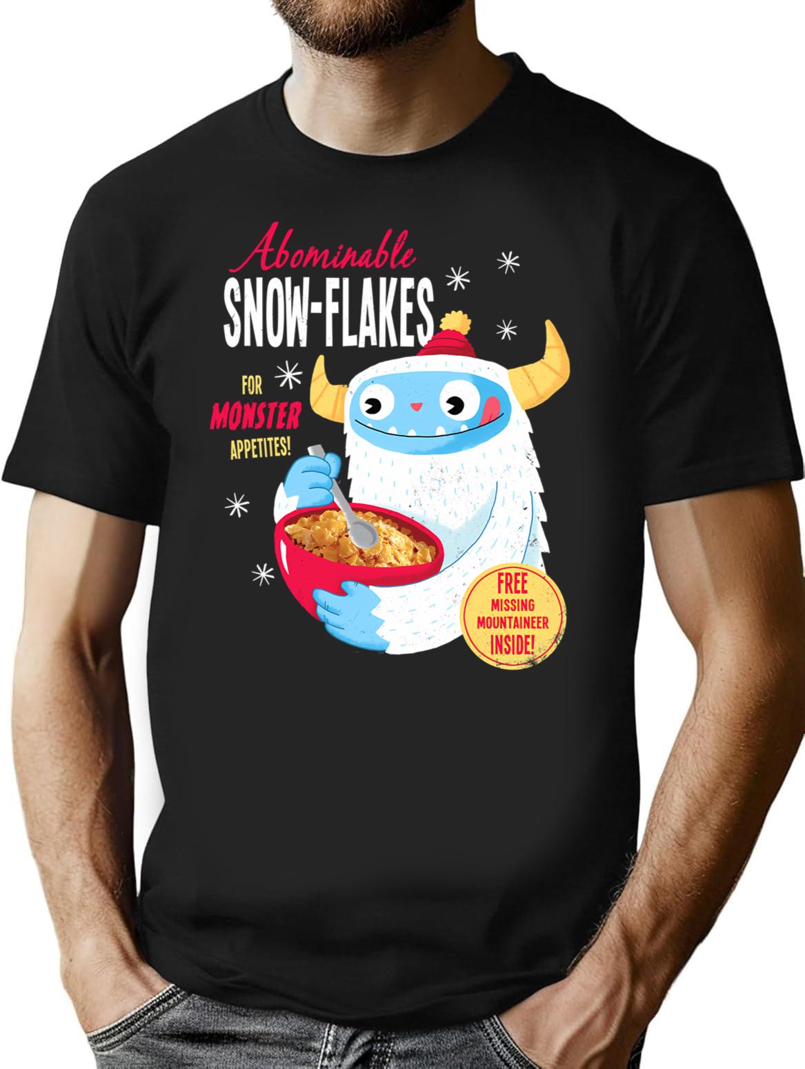 Abominable Snowflakes T-Shirt for Men & Women, T-Shirts Graphic Tee - Black
