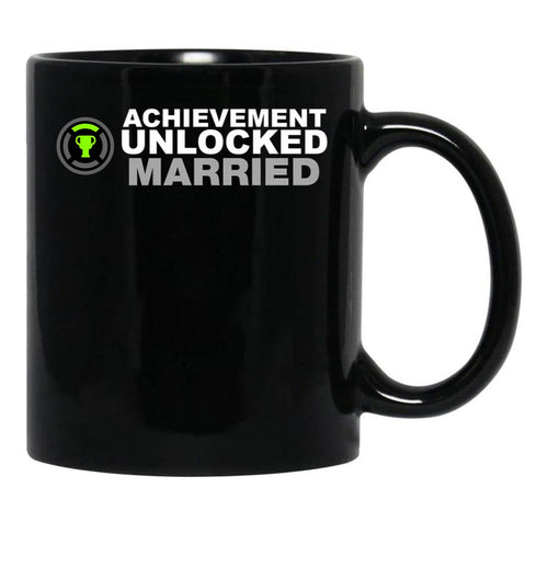 Achievement Unlocked Married Black Coffee Mug, Gift Coffee Mug - Black