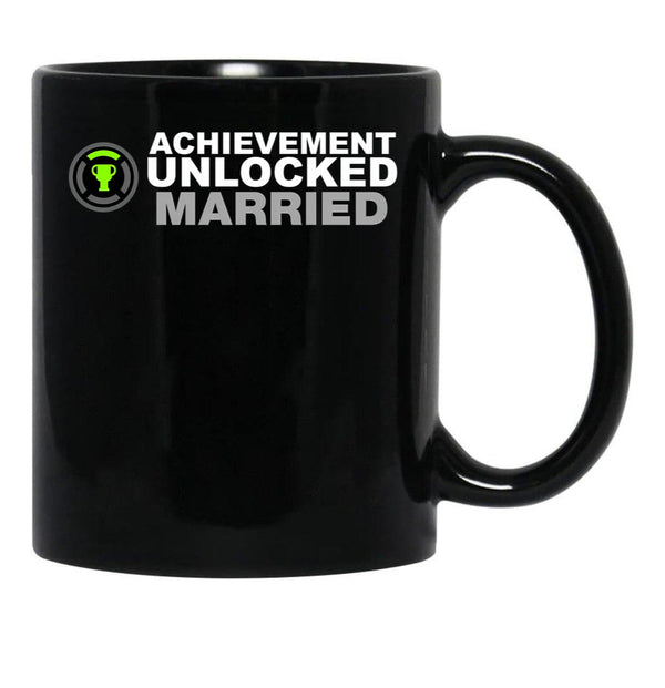 Achievement Unlocked Married Black Coffee Mug, Gift Coffee Mug - Black