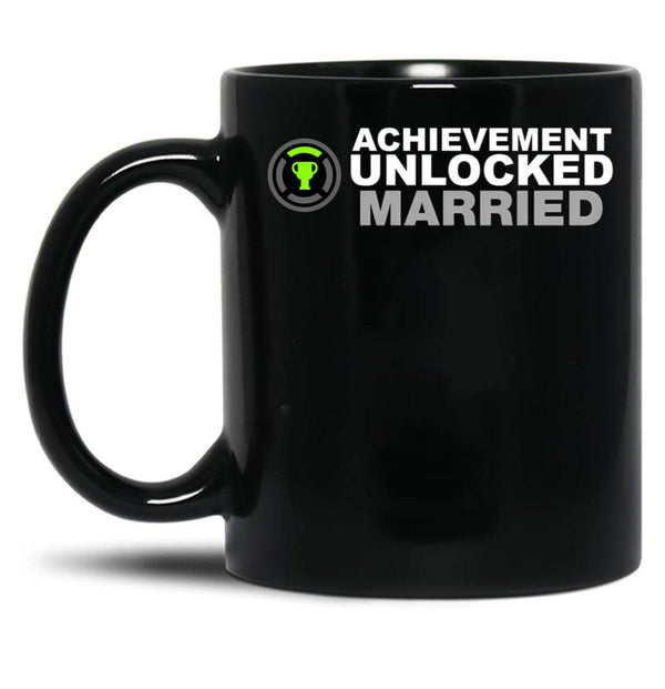 Achievement Unlocked Married Black Coffee Mug, Gift Coffee Mug - Black