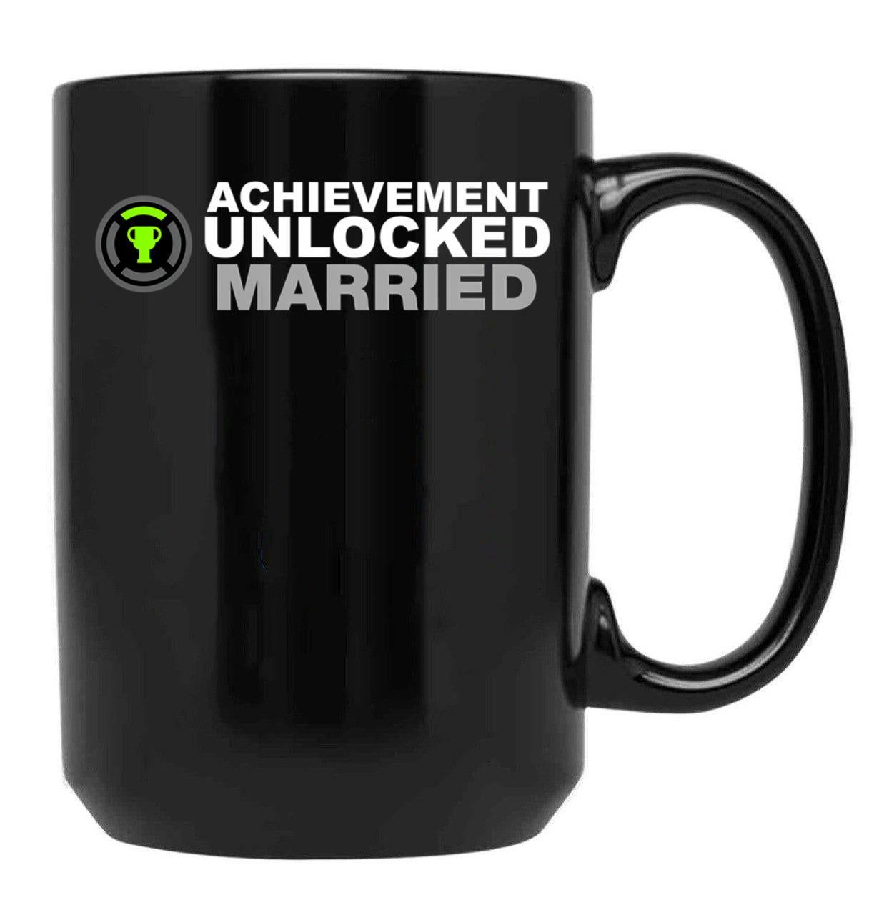 Achievement Unlocked Married Black Coffee Mug, Gift Coffee Mug