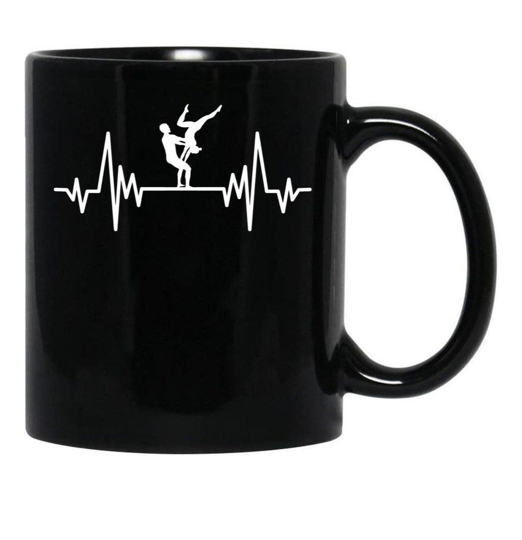 Acroyoga Heartbeat Acro Funny Acroyoga Yoga Black Coffee Mug, Gift Coffee Mug - Black