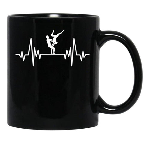 Acroyoga Heartbeat Acro Funny Acroyoga Yoga Black Coffee Mug, Gift Coffee Mug - Black