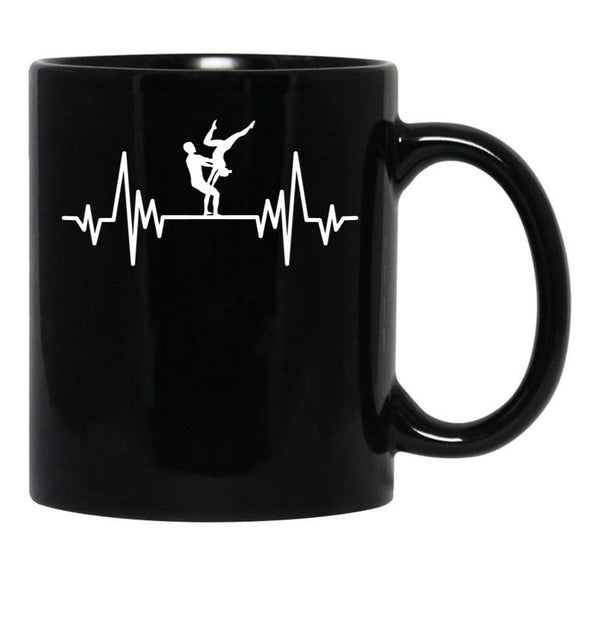 Acroyoga Heartbeat Acro Funny Acroyoga Yoga Black Coffee Mug, Gift Coffee Mug - Black