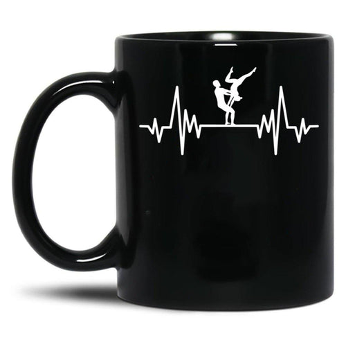 Acroyoga Heartbeat Acro Funny Acroyoga Yoga Black Coffee Mug, Gift Coffee Mug - Black