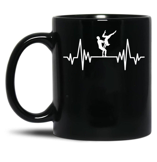 Acroyoga Heartbeat Acro Funny Acroyoga Yoga Black Coffee Mug, Gift Coffee Mug - Black