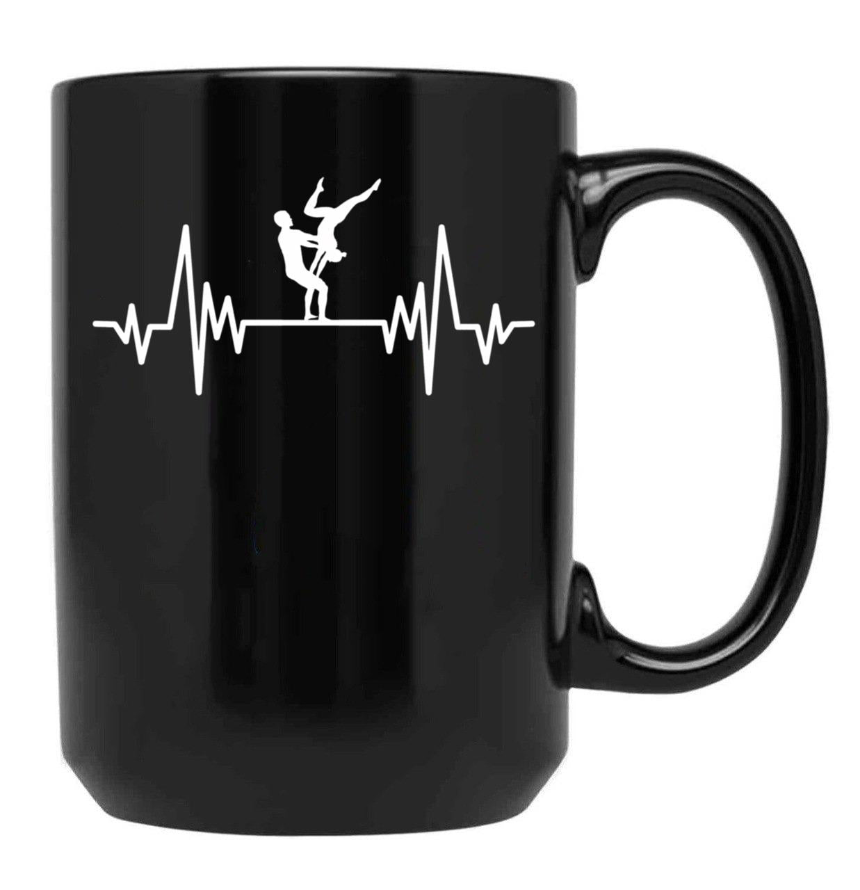 Acroyoga Heartbeat Acro Funny Acroyoga Yoga Black Coffee Mug, Gift Coffee Mug