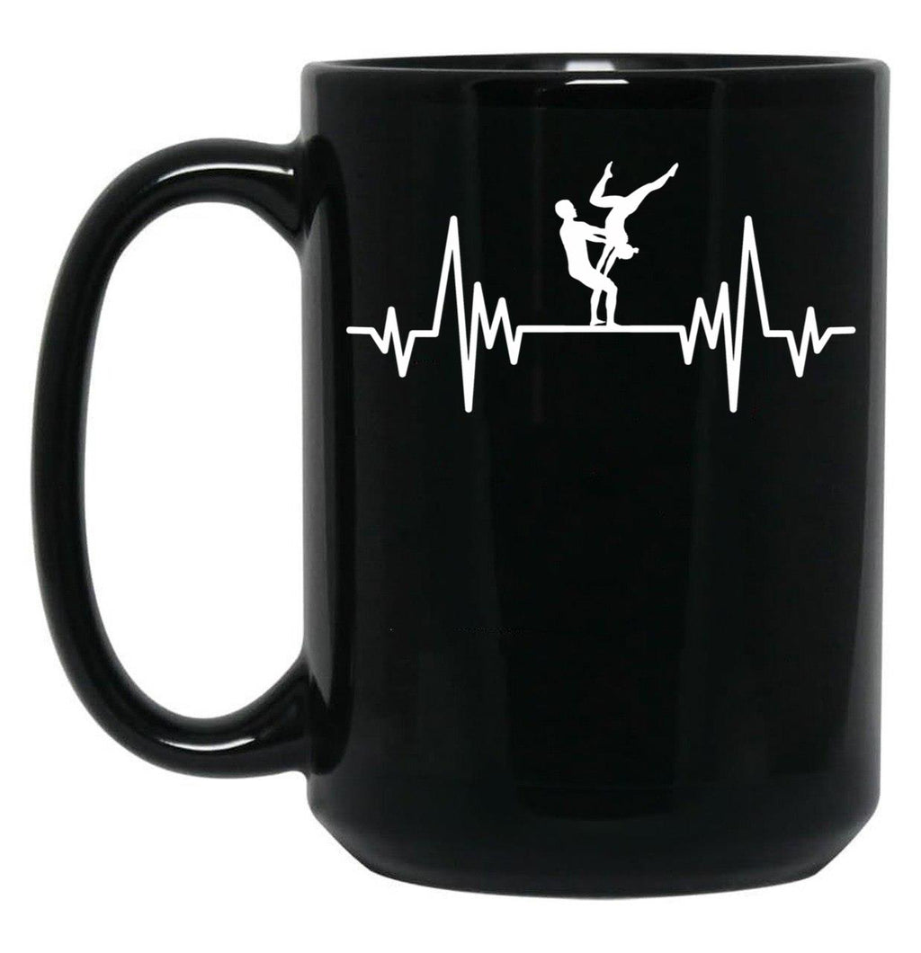 Acroyoga Heartbeat Acro Funny Acroyoga Yoga Black Coffee Mug, Gift Coffee Mug