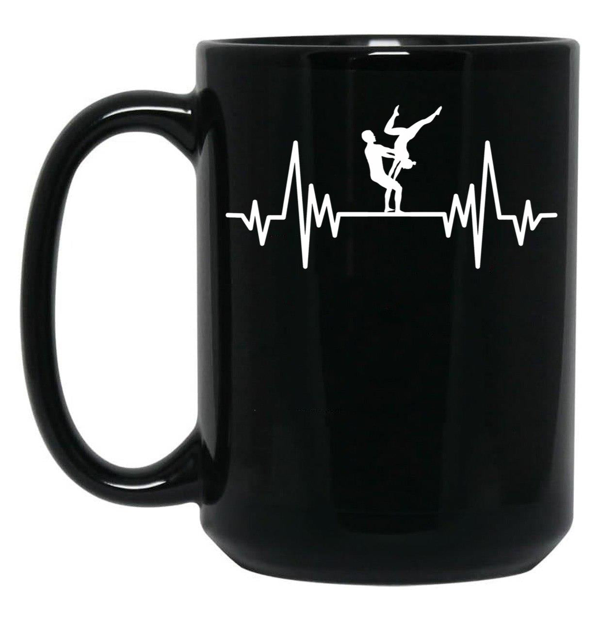 Acroyoga Heartbeat Acro Funny Acroyoga Yoga Black Coffee Mug, Gift Coffee Mug