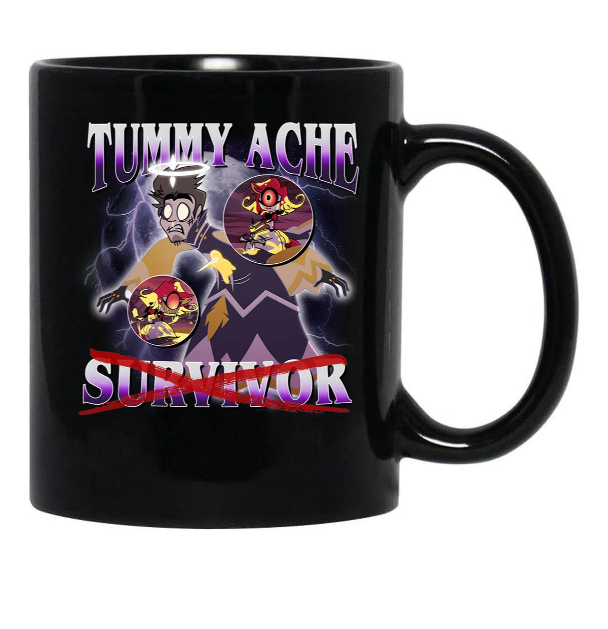 Adam Hazbin Hotel - Tummy Ache Survivor Black Coffee Mug, Gift Coffee Mug - Black