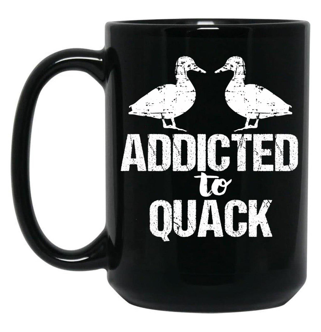 Addicted To Quack Funny Duck Lovers Black Coffee Mug, Gift Coffee Mug