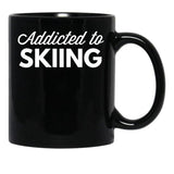 Addicted To Skiing Black Coffee Mug, Gift Coffee Mug - Black