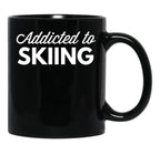 Addicted To Skiing Black Coffee Mug, Gift Coffee Mug - Black