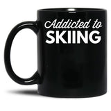 Addicted To Skiing Black Coffee Mug, Gift Coffee Mug - Black
