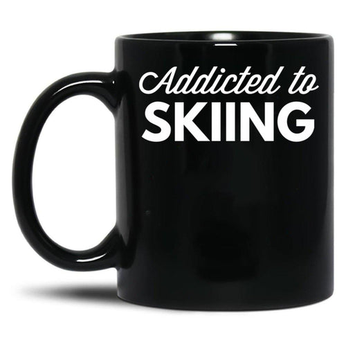 Addicted To Skiing Black Coffee Mug, Gift Coffee Mug - Black