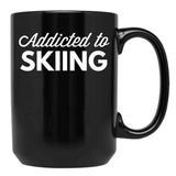 Addicted To Skiing Black Coffee Mug, Gift Coffee Mug