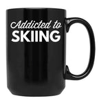 Addicted To Skiing Black Coffee Mug, Gift Coffee Mug
