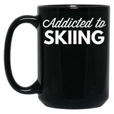 Addicted To Skiing Black Coffee Mug, Gift Coffee Mug