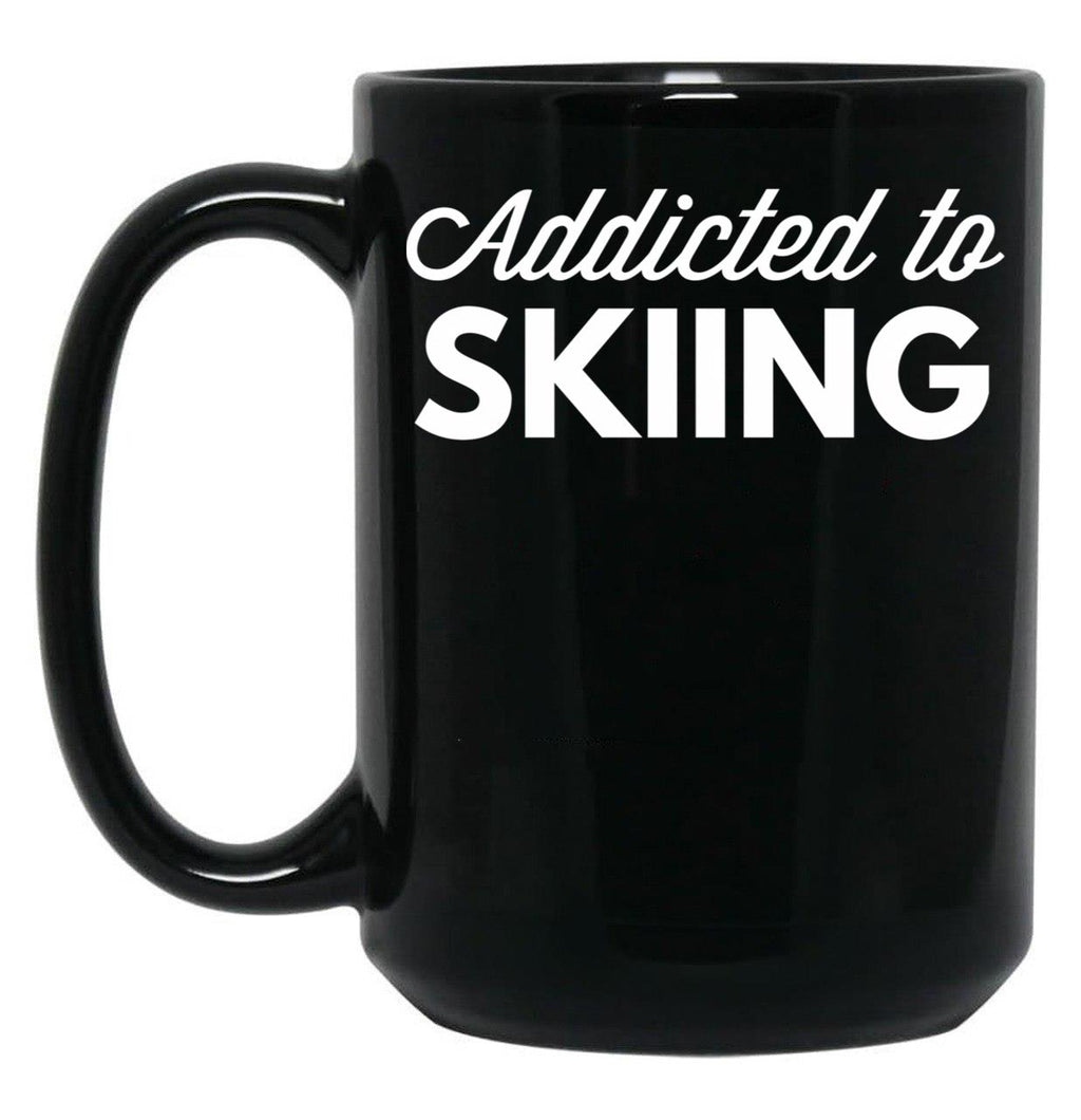 Addicted To Skiing Black Coffee Mug, Gift Coffee Mug
