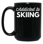 Addicted To Skiing Black Coffee Mug, Gift Coffee Mug