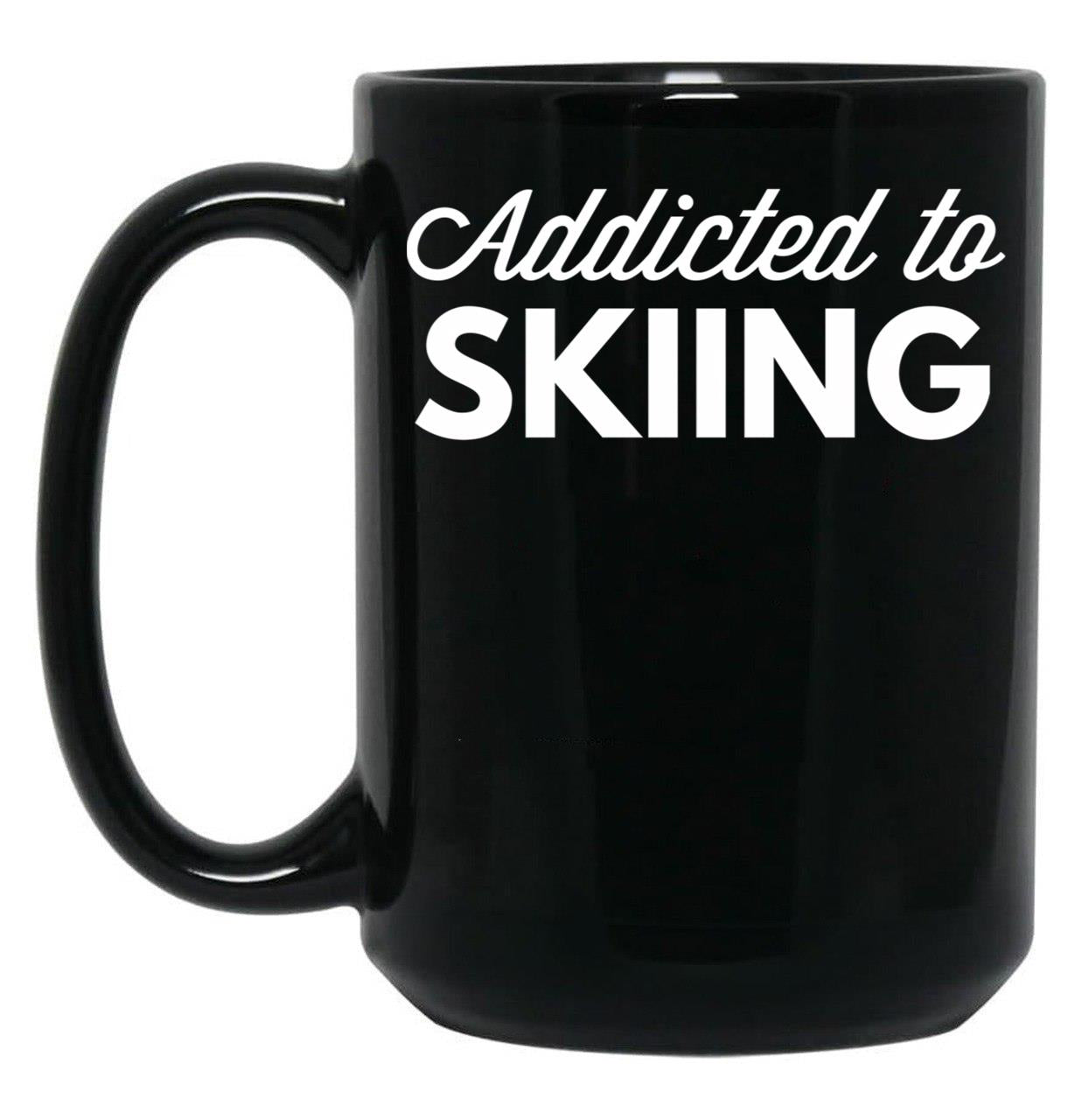 Addicted To Skiing Black Coffee Mug, Gift Coffee Mug