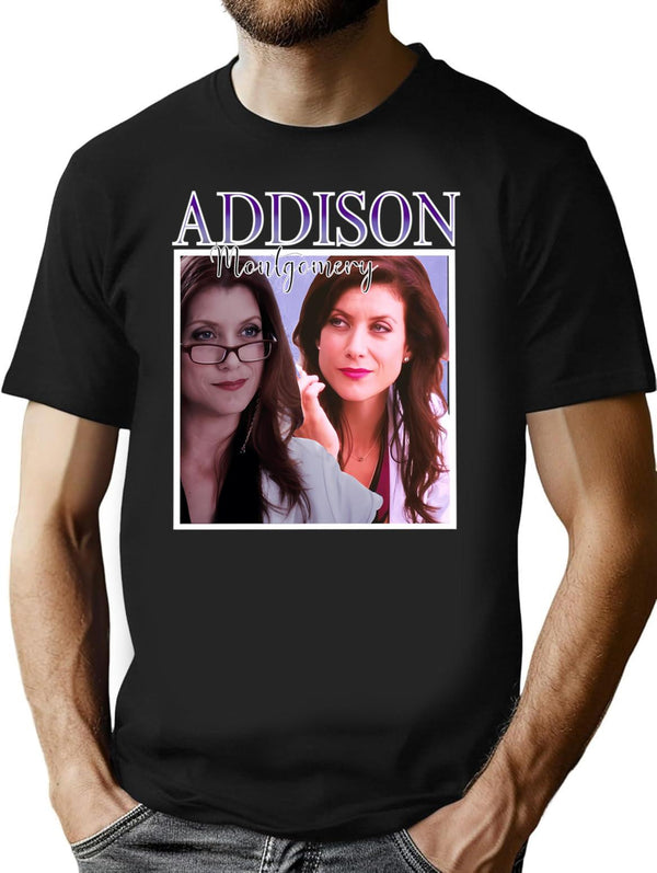 Addison Montgomery Vintage Style T-Shirt for Men & Women, T-Shirts Graphic Tee - Black