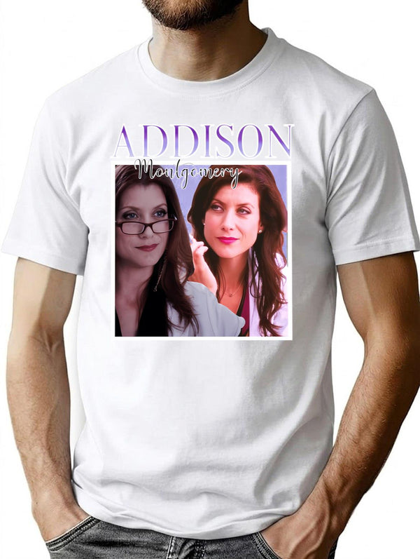 Addison Montgomery Vintage Style T-Shirt for Men & Women, T-Shirts Graphic Tee - White