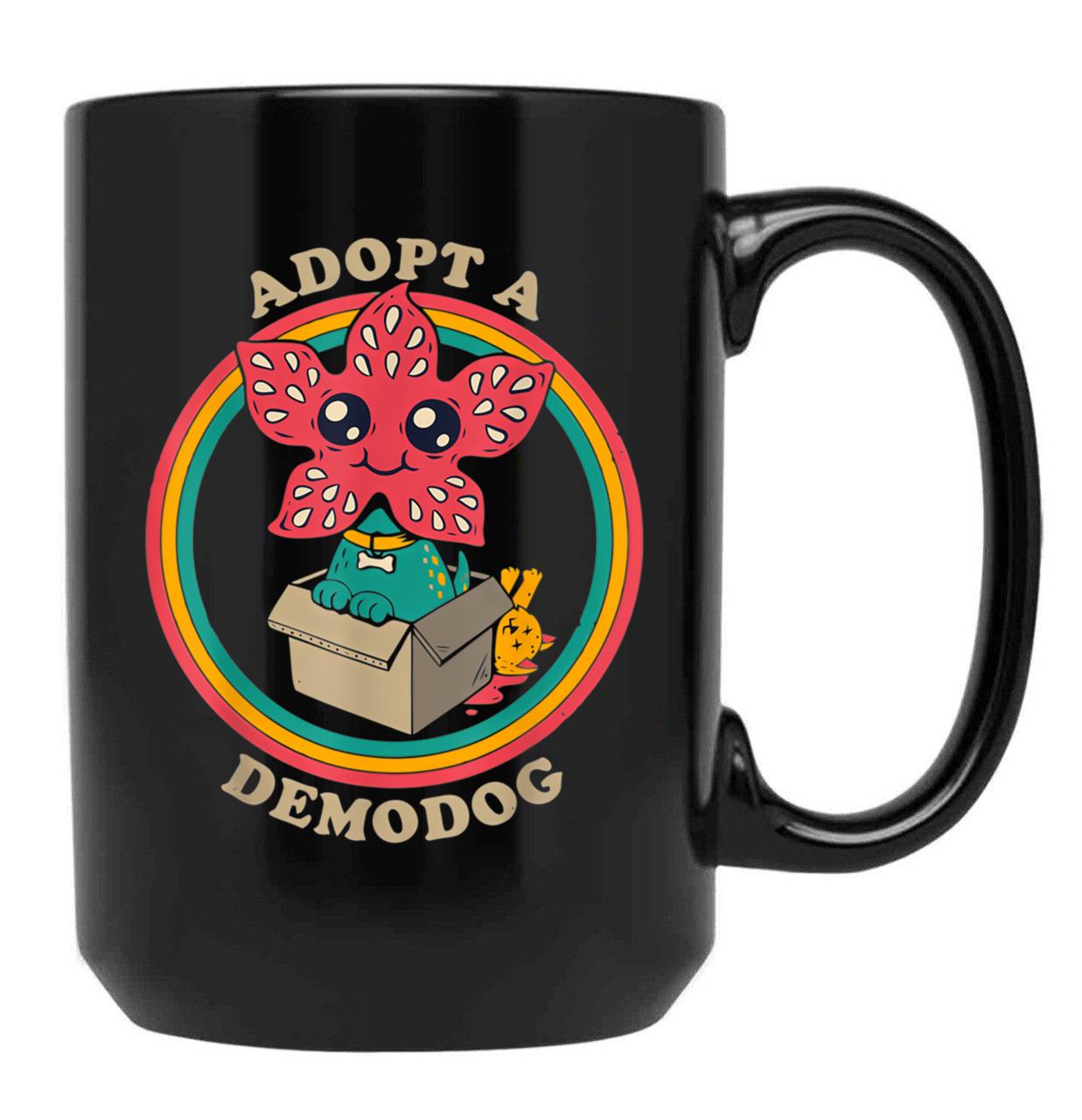 Adopt A Demodog Black Coffee Mug, Gift Coffee Mug