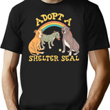 Adopt A Shelter Seal T-Shirt for Men & Women, T-Shirts Graphic Tee - Black
