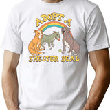 Adopt A Shelter Seal T-Shirt for Men & Women, T-Shirts Graphic Tee - White