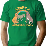Adopt A Shelter Seal T-Shirt for Men & Women, T-Shirts Graphic Tee - Green