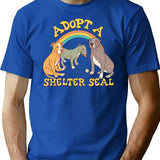 Adopt A Shelter Seal T-Shirt for Men & Women, T-Shirts Graphic Tee - Blue