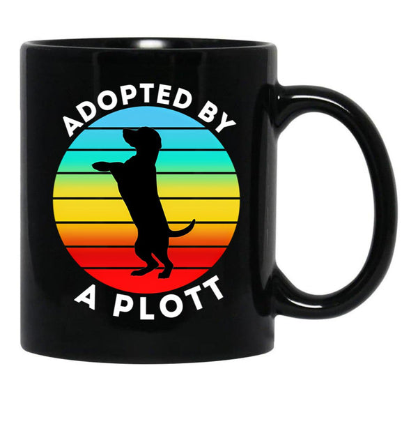 Adopted By A Plott Black Coffee Mug, Gift Coffee Mug - Black