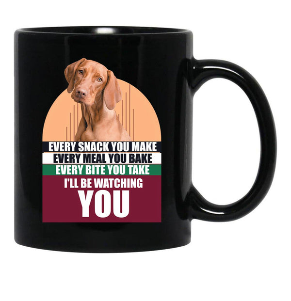Adorable Hungarian Vizsla Dog Funny Saying Black Coffee Mug, Gift Coffee Mug - Black
