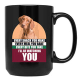 Adorable Hungarian Vizsla Dog Funny Saying Black Coffee Mug, Gift Coffee Mug